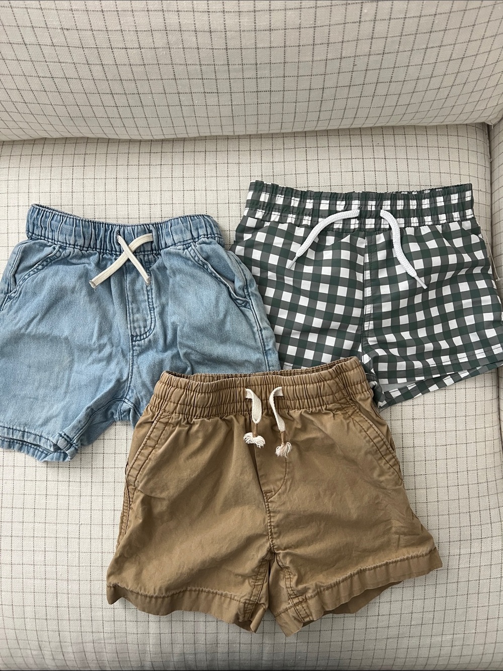 Bundle of three pairs toddler boys shorts sizes 18-24 mos.